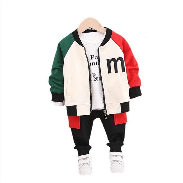 

autumn children baby clothes suit boys girls sports coat letter long sleeve pants 3pcs sets kids clothing toddler tracksuits, White