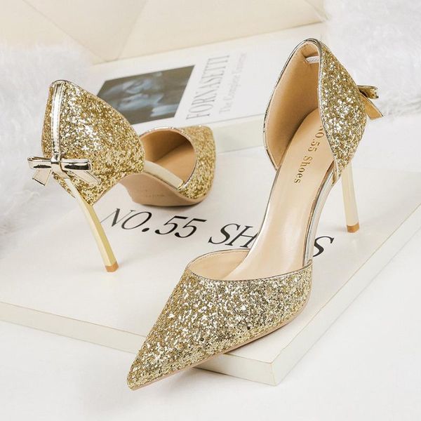 

women 8cm thin high heelssandals glitter bright scarpins pumps female stiletto wedding bridal gold red valentine shoes sandals, Black