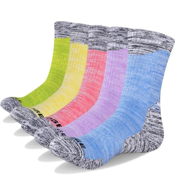 

sports socks yuedge brand women's wicking cushion cotton crew outdoor hiking walking backpacking athletic casual, Black