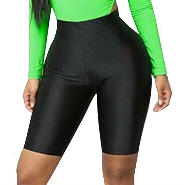 

casual slim skinny soft solid womens legging high waist sports compression athletic gym fitness running summer biker short, Black