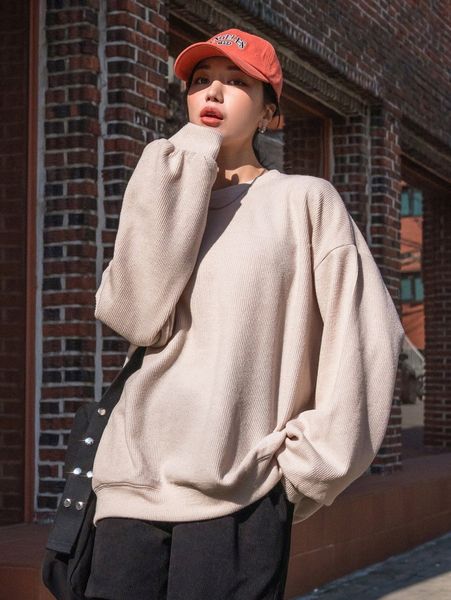 

dazy ribbed knit drop shoulder pullover g24o#, White;black