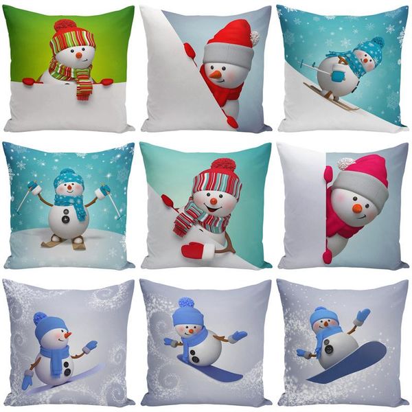 

explosion snowman animation printing sofa cushion cover home decoration pillowcase linen square seat pillow cushion/decorative