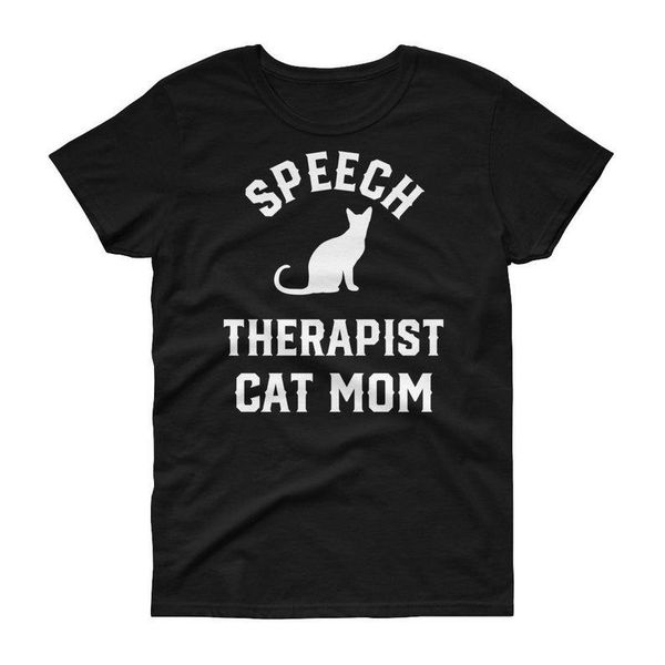

women's t-shirt speech therapist cat mom mama mother graphic letter pure cotton 3xl plus size tshirt tees drop goth, White