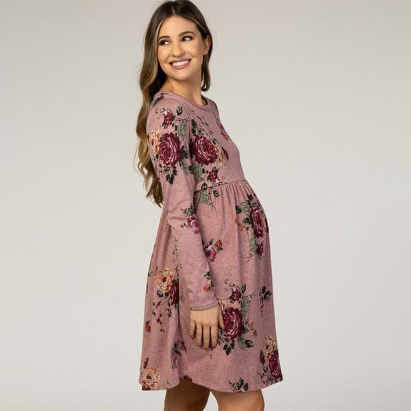 

maternity dresses 2021 fashion spring autumn dress women pregnant nursing solid breastfeeding, White