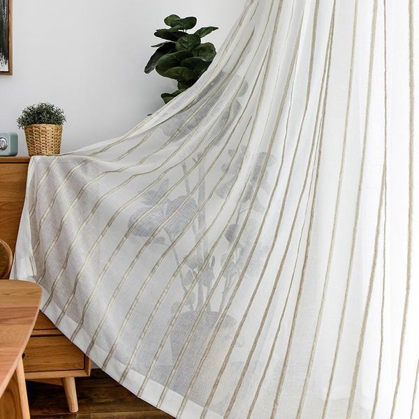 

curtain & drapes japanese linen stripe gauze light transmission study yarn bedroom living room window screen