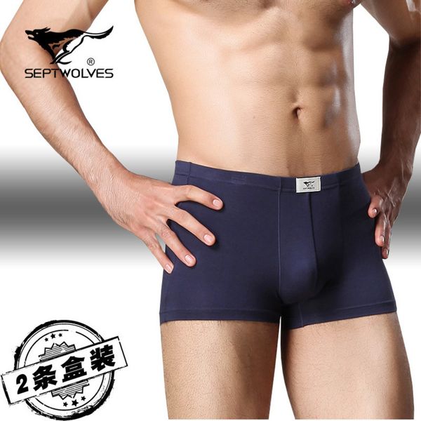 

seven wo underwear thin solid modal middle waist elastic men's boxed panti 2 pairs, White;black