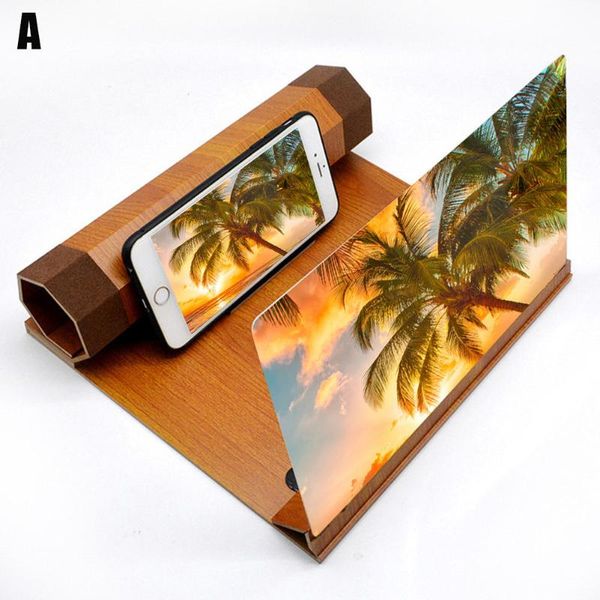 

12inch hd screen magnifier wood grain foldable phone for watching movie videos ijs998 cell mounts & holders
