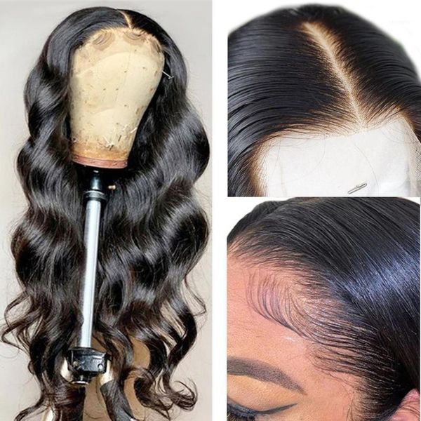 

pre plucked malaysiam body wave wig with baby hair transparent lace wigs hd 13x1 t part human wigs1, Black;brown