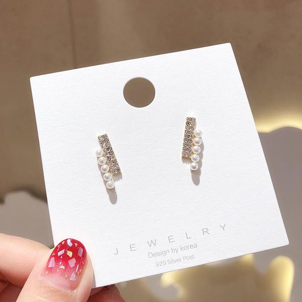 

stud 2021 trend simple imitation pearl rhinestone short small earrings for women girl fashion jewelry accessories, Golden;silver