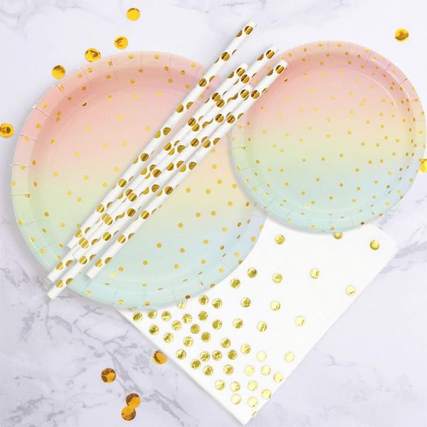 

amawill hawaiian party disposable tableware set wedding happy birthday christmas dazzle colour stamping paper plates cup dinnerware