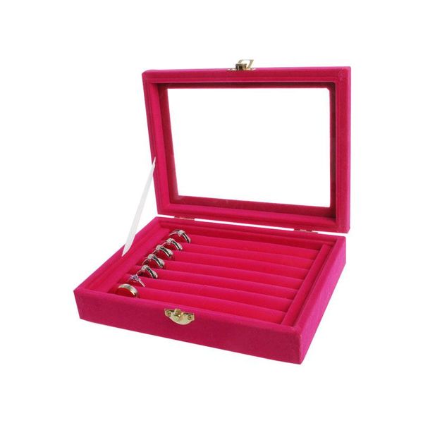 

jewelry pouches, bags velvet organizer cufflinks display holder earring ring box showcase tray, Pink;blue