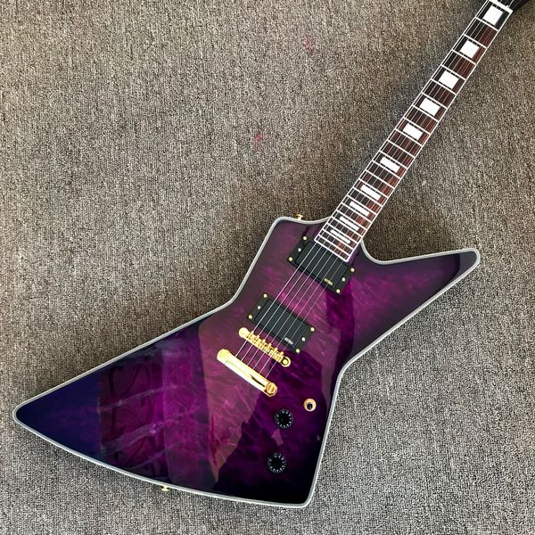 

special shaped electric guitar, rosewood fingerboard, flame maple electric guitar