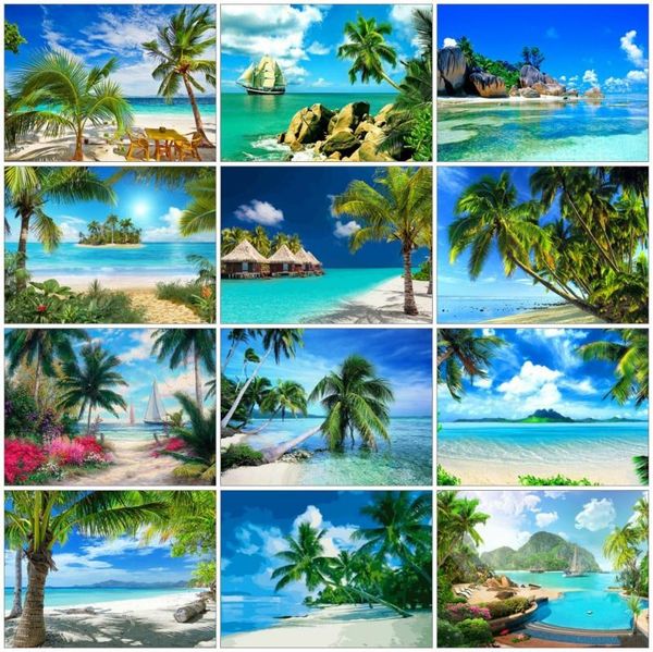 

diamond painting azqsd 5d arrivals seaside tree handmade embroidery scenic mosaic halloween decorations for home