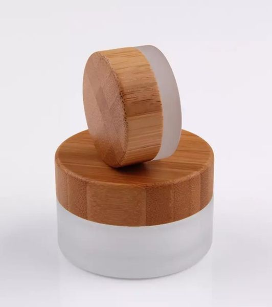 

storage bottles & jars 100g 50g bamboo cosmetic jar glass for face cream packing with lids frosted clear container