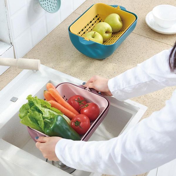

storage bottles & jars ly fruit drain basket strainer kitchen tool rotatable portable for vegetable fif66
