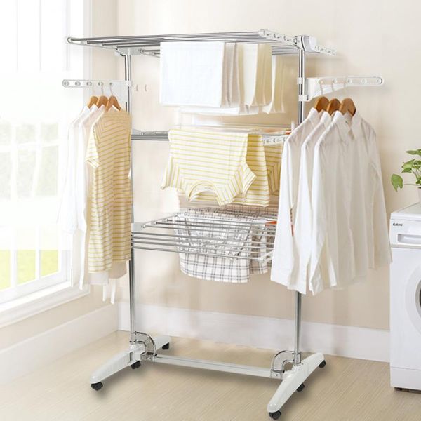 

hangers & racks multi-function clothes hanger rack stand 3/4 layer foldable save space dryer vertical floor standhome storage organize