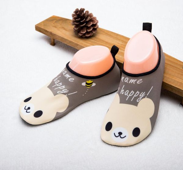 

slipper family beach slippers children water shoes cartoon soft sole infant surfing non-slip kids swimming 22-35, Black;grey