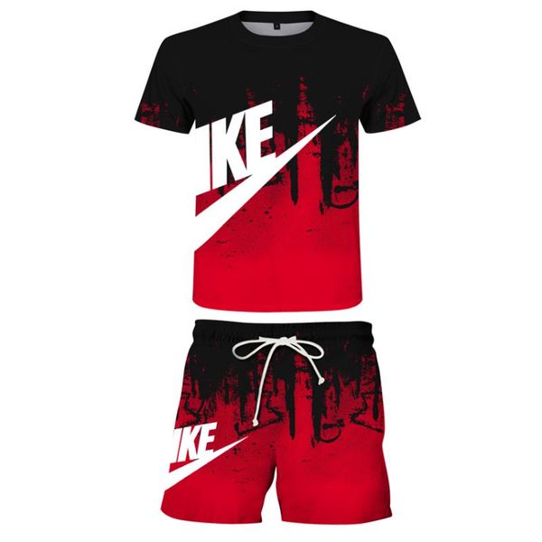 

men's tracksuits hawaiian print suit 2021 summer short-sleeved t-shirt + beach shorts street casual 2-piece jogging s-6xl, Gray