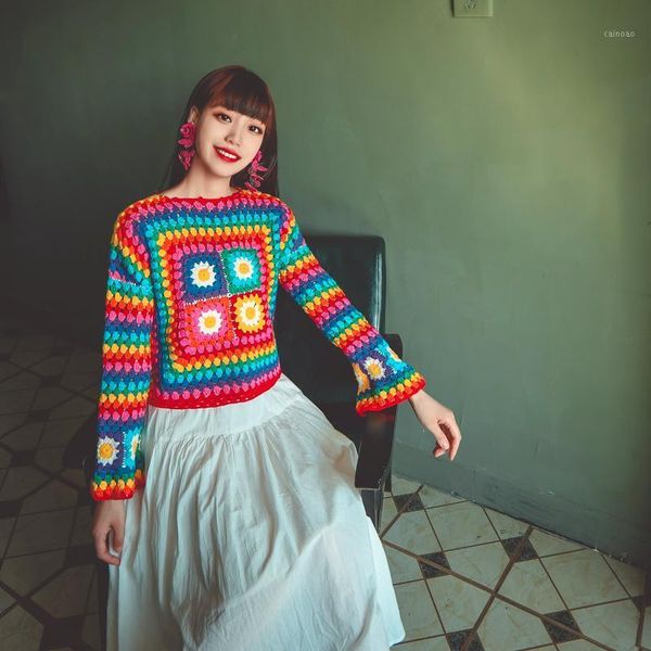 

original national style pure handwork crochet heavy industry sweater coat retro-style pullover antique knitted jacket women's sweaters, White;black
