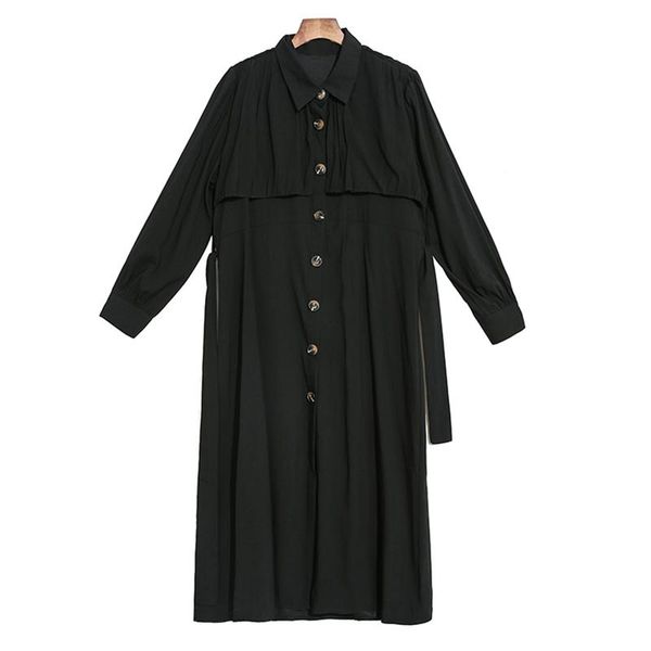 

casual dresses perhaps u women spring solid black dress turn down collar sash single-breasted ruched long sleeve midi korea d2319, Black;gray