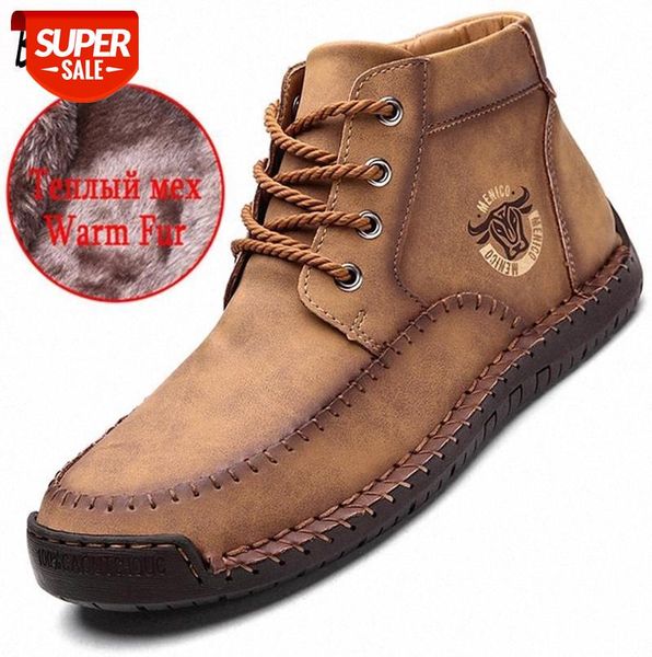 

New Winter Men's Boots Plush Warm Men's Snow Boots Outdoor Lace Up Ankle Designer Men Waterproof Hiking #v79b