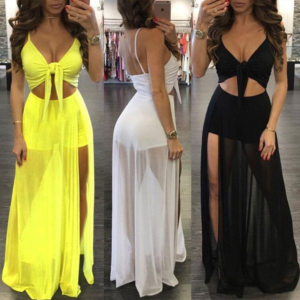 

fashion regular casual loose solid women tracksuits boho long party cocktail beach crop and skirt sundress summer clothes for, Gray