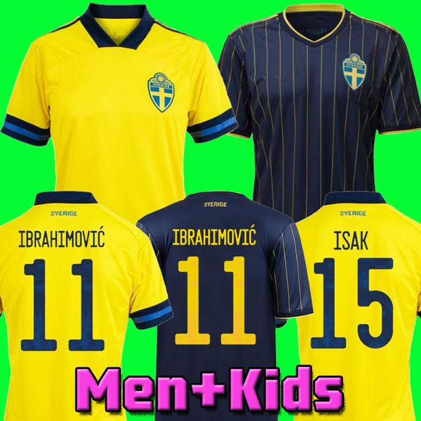 

2020 2021 sweden ibrahimovic men 20 21 soccer jerseys kallstrom larsson home away football shirt national team toivonen marcus berg uniforms, Black;yellow
