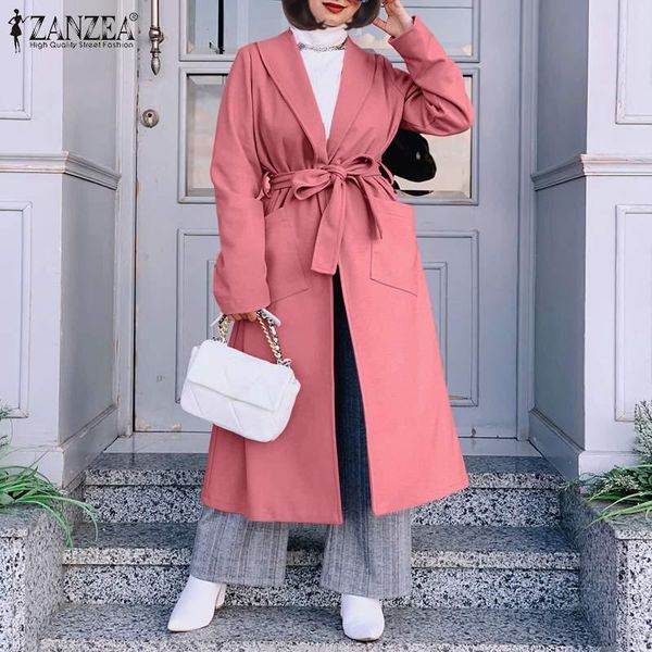 

women's trench coats casual open front autumn lapel oversized female cardigans elegant belt outwear fashion solid jackets, Tan;black
