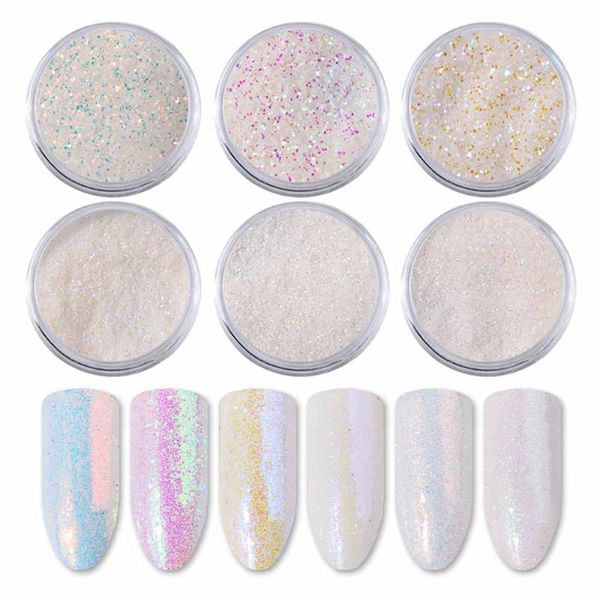 

nail glitter 1set powder neon mirror effect rainbow crystal opal stickers nails art decorations accessories, Silver;gold