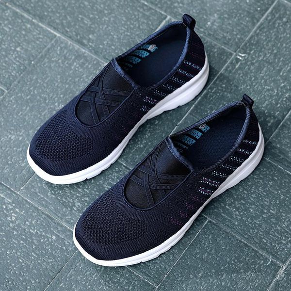 Mais novo Chegada Mulher Casual Moda Correndo Sapatos Sapatilhas Azul Cinza Cinzento Simples Malha Diária Feminino Trainers Ao Ar Livre Jogging Caminhada Tamanho 36-40