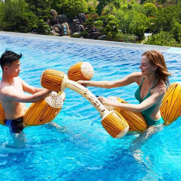 

1set swimming pool float game inflatable water sports bumper toys for children party gladiator raft kickboard toy 4pc life vest & buoy