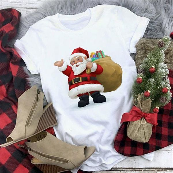 

santa claus print and mens t shirt women merry christmas reindeer white harajuku short sleeve tee suitable all seasons, White;black