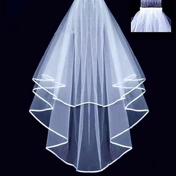 

bridal veils bride of veil double ribbon bezel bat and comb wedding 2021, Black