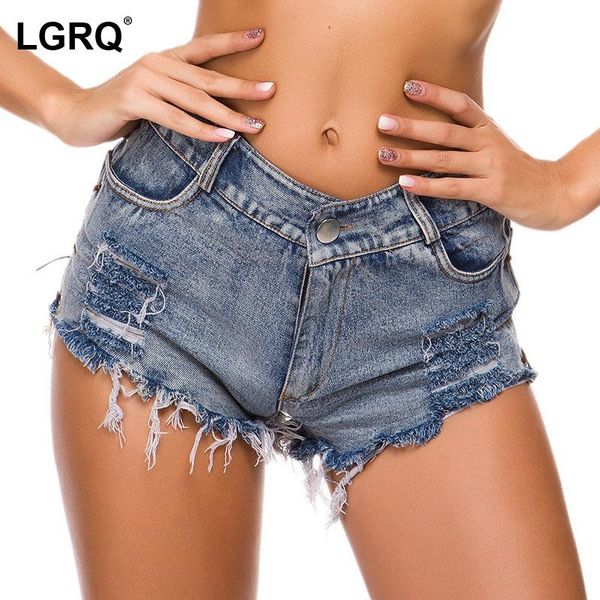 

women's shorts [lgrq] women wide leg blue bandage denim high waist fit trousers fashion tide spring summer 2021 19d1586, White;black