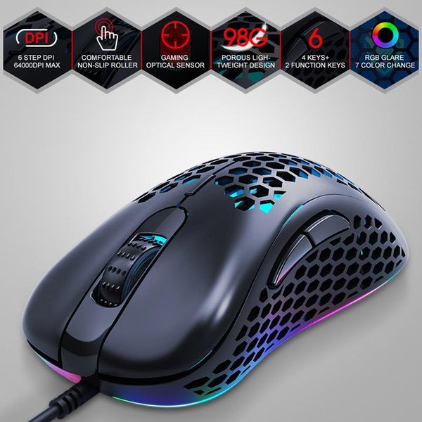 

mice usb wired mouse honeycomb lightweight rgb gaming macro programming deskpc notebook computer lapaccessories