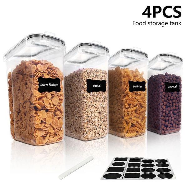 

storage bottles & jars 4pcs 4000ml tank food container bamboo covered high borosilicate sealed kitchen miscellaneous grain organizer