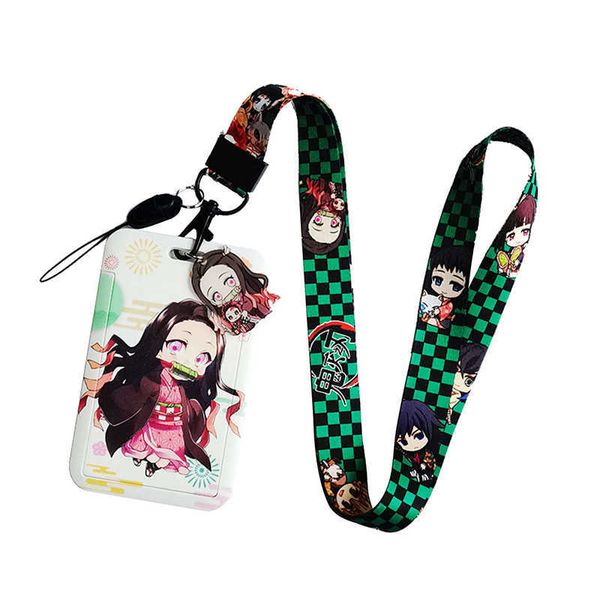 Anime Demon Slayer Figuren Lanyard Kreditkarte Ausweishalter Schlüsselanhänger Studenten Reisen Bank Bus Visitenkartenhülle Schlüsselanhänger G1019