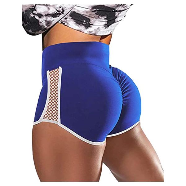 

25# stretch yoga shorts women's high waist mesh stitching workout leggings fitness cycling sports athletic pants gym clothing, White;black