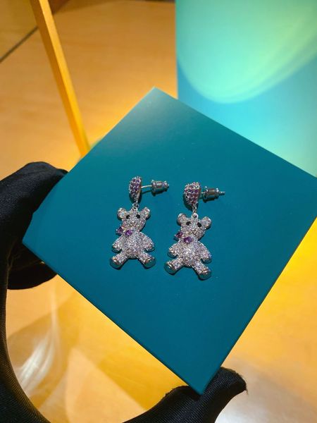 

stud earrings t family colorful bear with s925 silver, Golden;silver