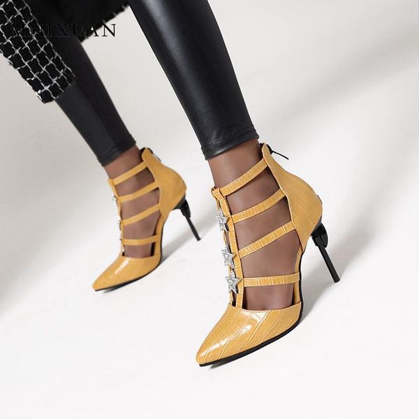 

plus size shoes for women sandals yellow gladiator 2021 summer ladies pole dance ankle strap high heels 41, Black