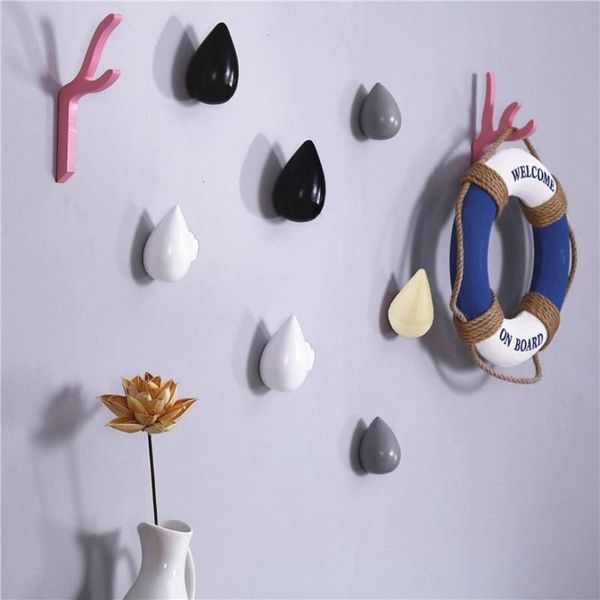 

pc wood wall hanger chic water drop bathroom door coat hat single hook holde organizer tools accessories rugs hooks hangers & racks