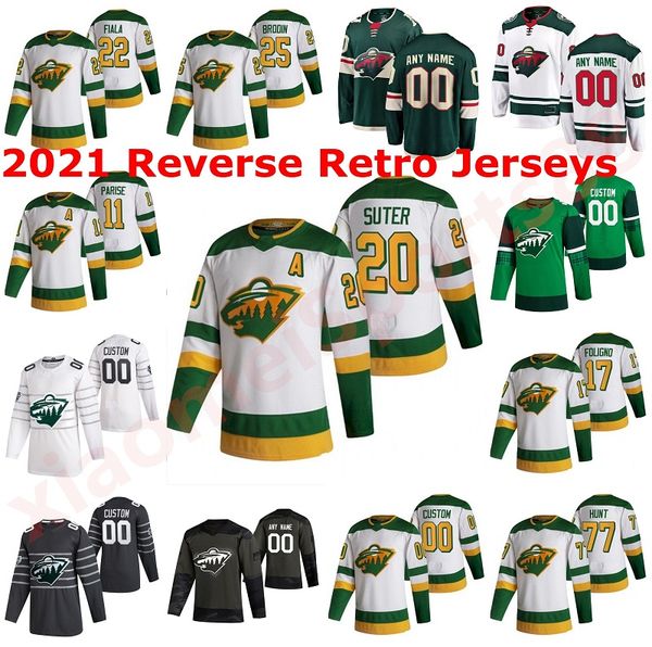 

minnesota wild 2021 reverse retro jersey 97 kirill kaprizov zach parise jason zucker jared spurgeon hockey jerseys custom stitche, Black;red