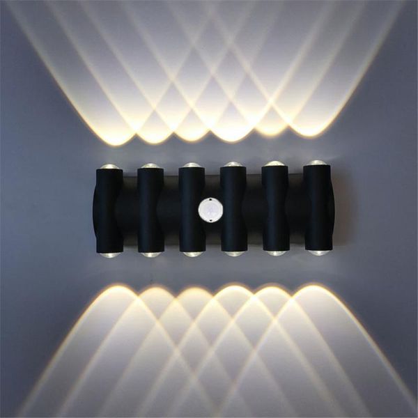 

outdoor wall lamps 10/12w pir motion sensor waterproof led lamp up down dual-head aluminum villa corridor porch balcony front door light