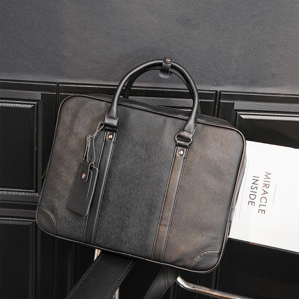 

bag handbag men's business briefcase multi function computer file trend, Black;red