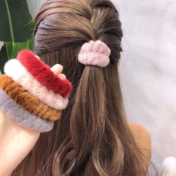 

cute faux fur hair ties scrunchies elastic bands ponytail holder rope ring girls accessories1