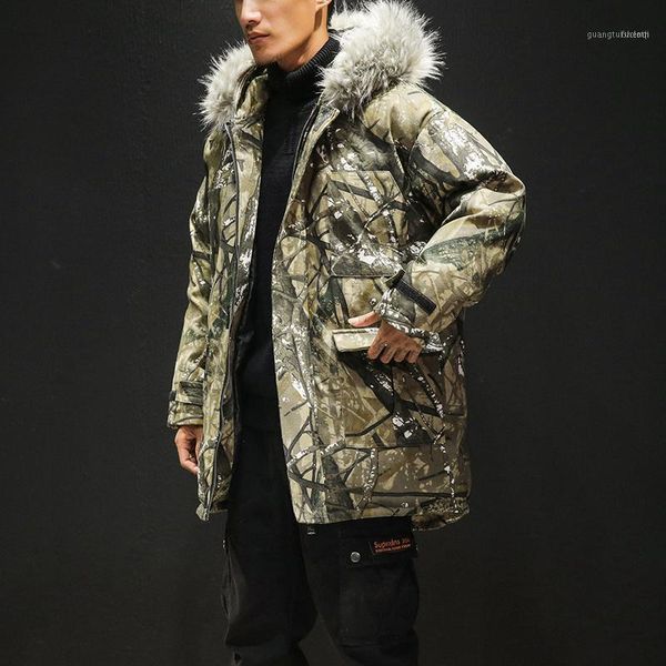 

men's down & parkas men winter long coats warm jackets hooded casual fashion camouflage 5xl1, Black