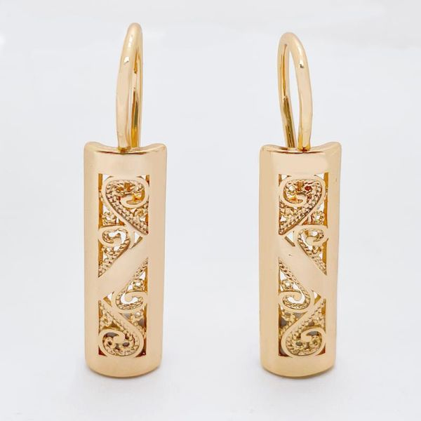 

dangle & chandelier long square glossy hollow special pattern women 585 rose gold wedding classic simple unique retro fashion jewelry, Silver