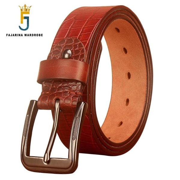 

belts fajarina unique design casual retro style jeans 100% solid cow cowskin genuine leather skin belt for men jean n17fj783, Black;brown