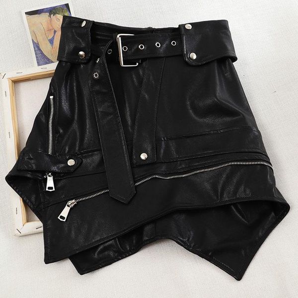 

spring autumn women's skirt solid color high waist zipper korean style irregular casual short woman skirts gx235, Black
