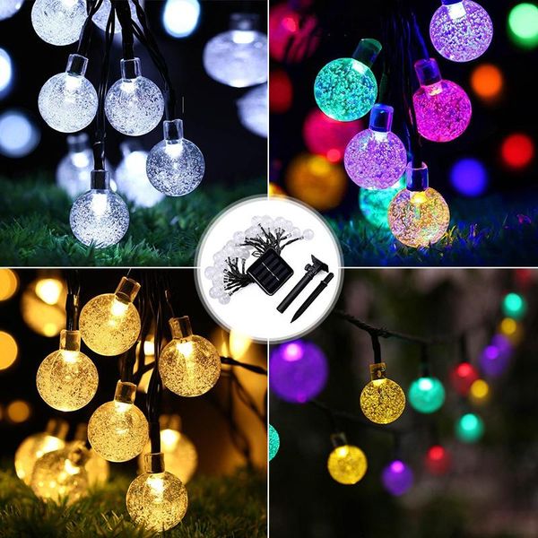 

solar lamps 50 led 10m crystal ball lamp power string fairy lights garlands garden christmas decorations for home